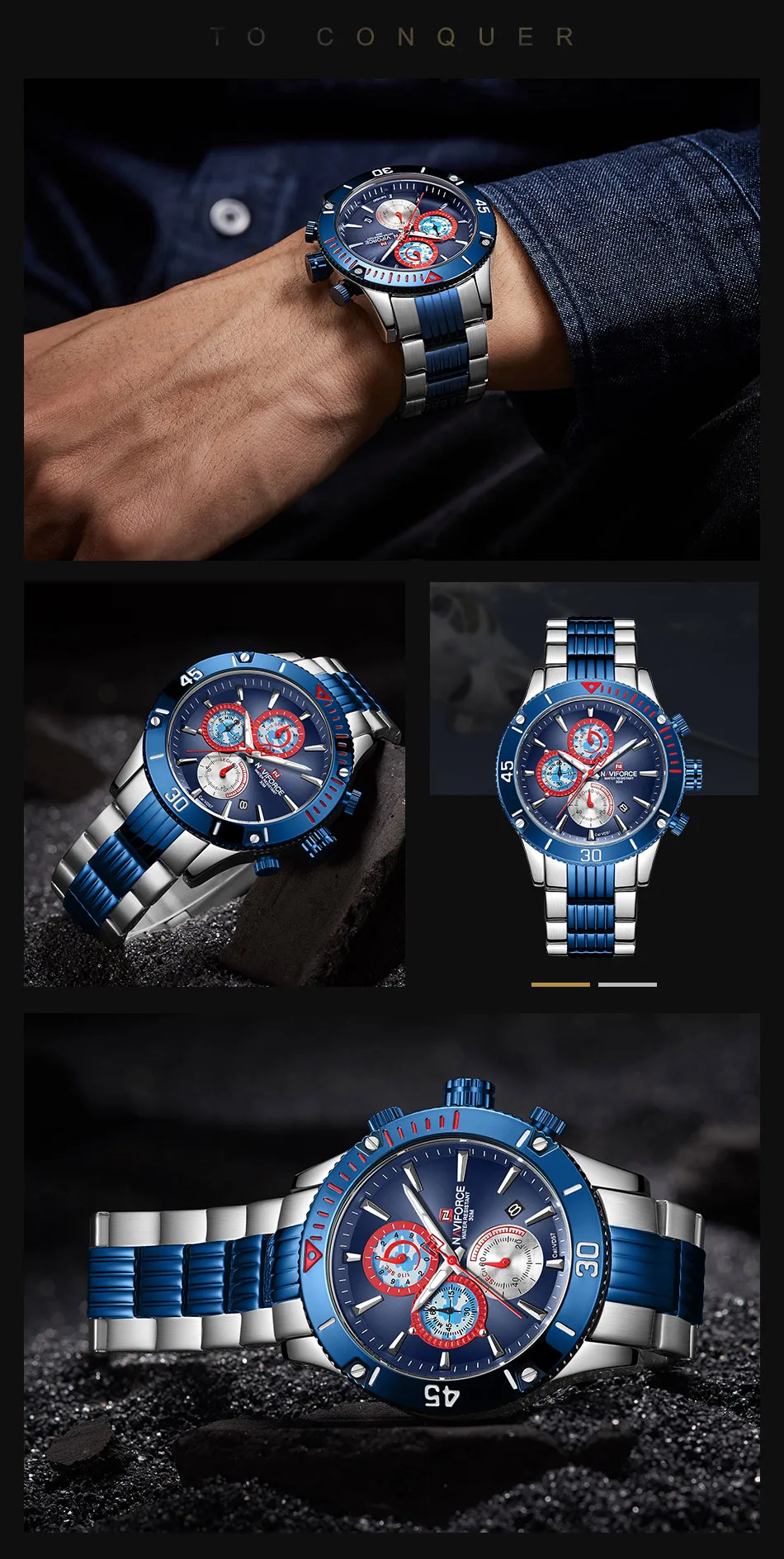 Роскошные брендовые кварцевые часы NAVIFORCE, водонепроницаемые модные спортивные часы с хронографом, ремешок из нержавеющей стали, военные армейские наручные часы