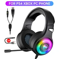 cool rgb light headset gamer for ps4 7 1surround sound wired pc gaming headphones with noise reduction microphone for fifa21