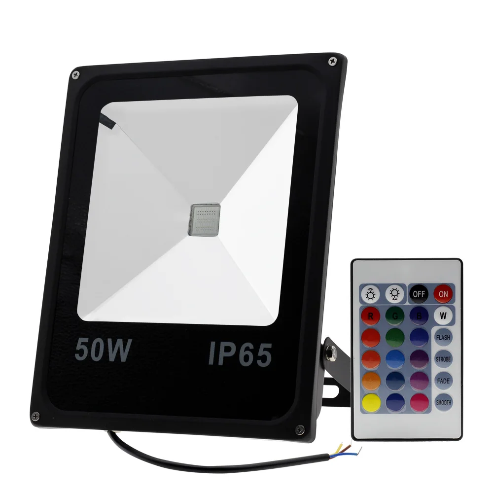50W Светодиодный прожектор 220 В 10 Вт 20 Вт 30 Вт 50 Вт RGB прожектор с 24 клавишами дистанционного управления Водонепроницаемый наружный отражатель для садового освещения - Испускаемый цвет: 50W