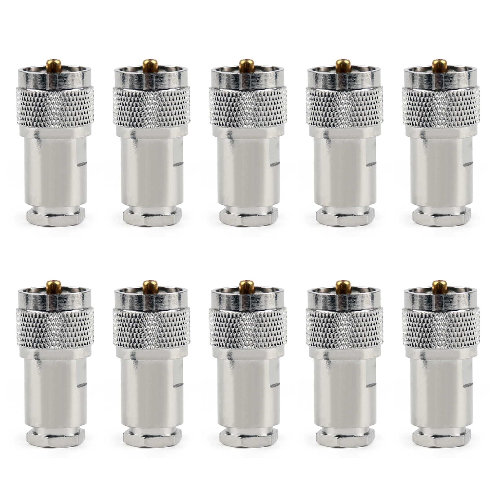 

Areyourshop 10Pcs UHF PL259 Male Plug Clamp For RG5 RG6 5D-FB LMR300 Cable Straight Connector