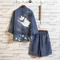7929 summer tracksuit mens sets kimono jacket and shorts vintage loose plus size 5xl streetwear hip hop sweat suits 2 piece set