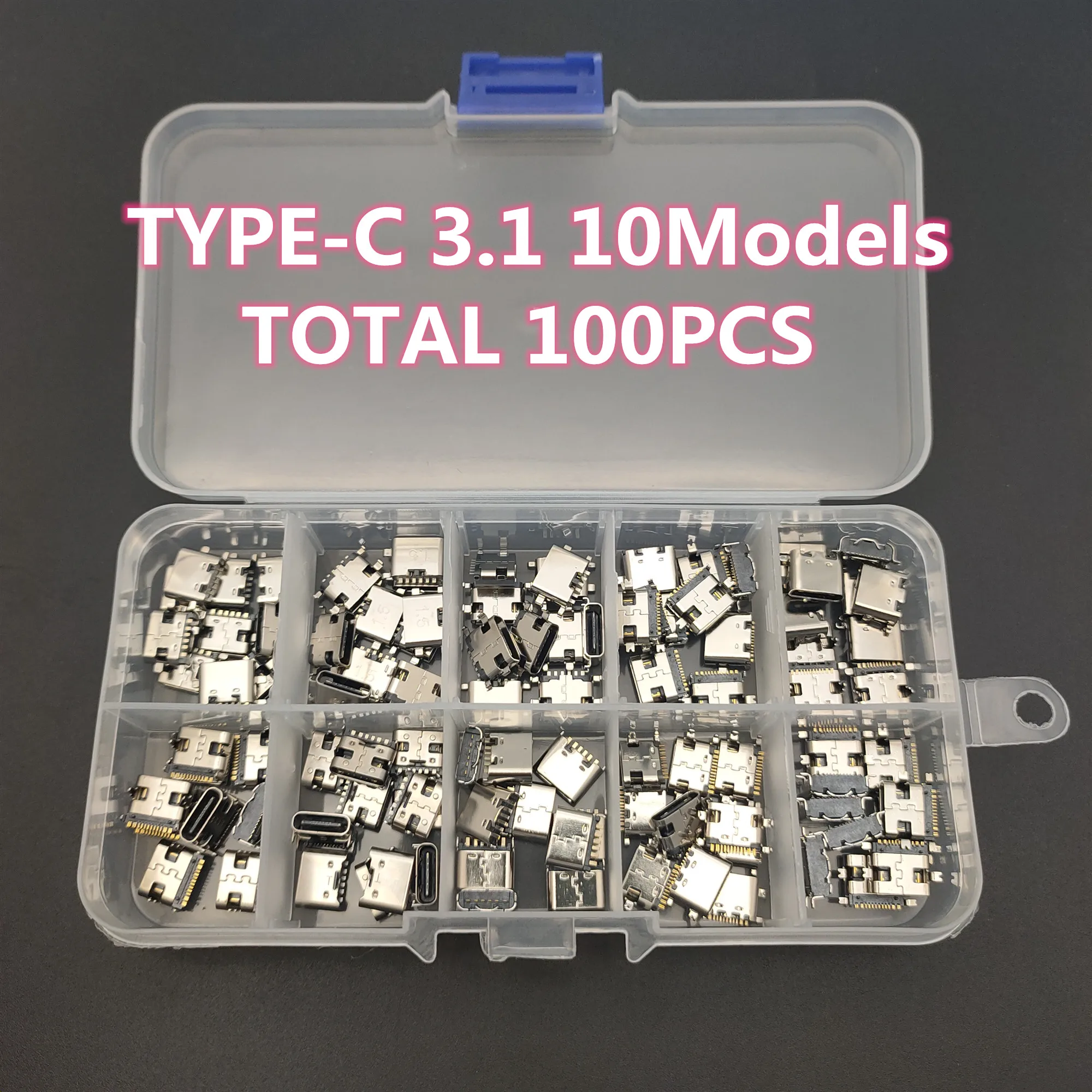 100PcsLot 10Models Type C Usb Charging Dock Connectors Mix 6Pin And 16Pin Use For Mobile Phone And Digital Product Repair Kits