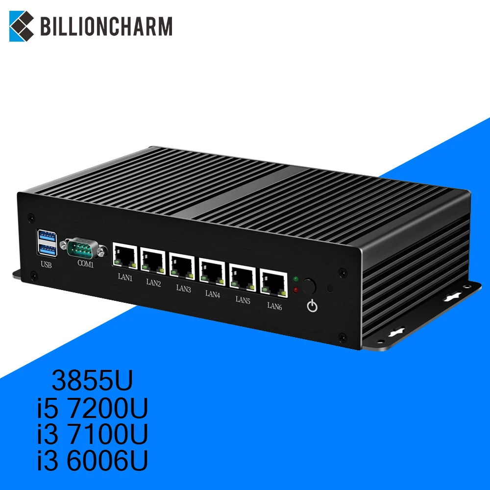Мини ПК без вентилятора Intel Core i5 7200U i3 7100U роутер 6 LAN 211at Gigabit Ethernet RS232 брандмауэр