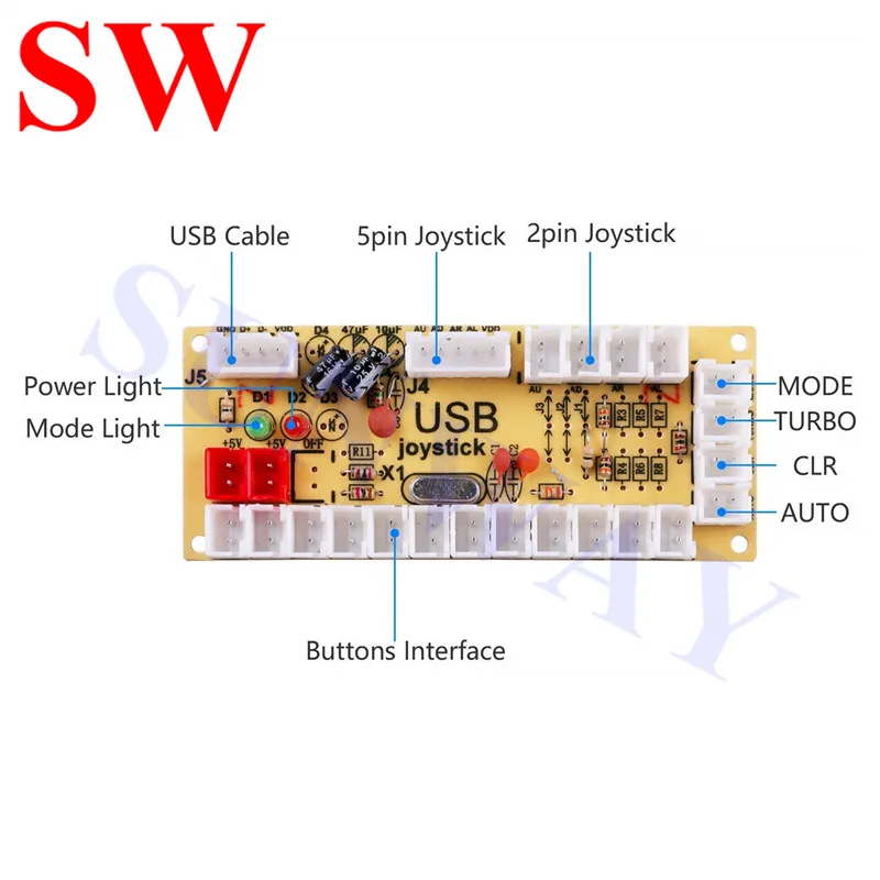 Игровой аркадный ПК джойстик 2 игрока набор сделай сам светодиодный USB кодировщик