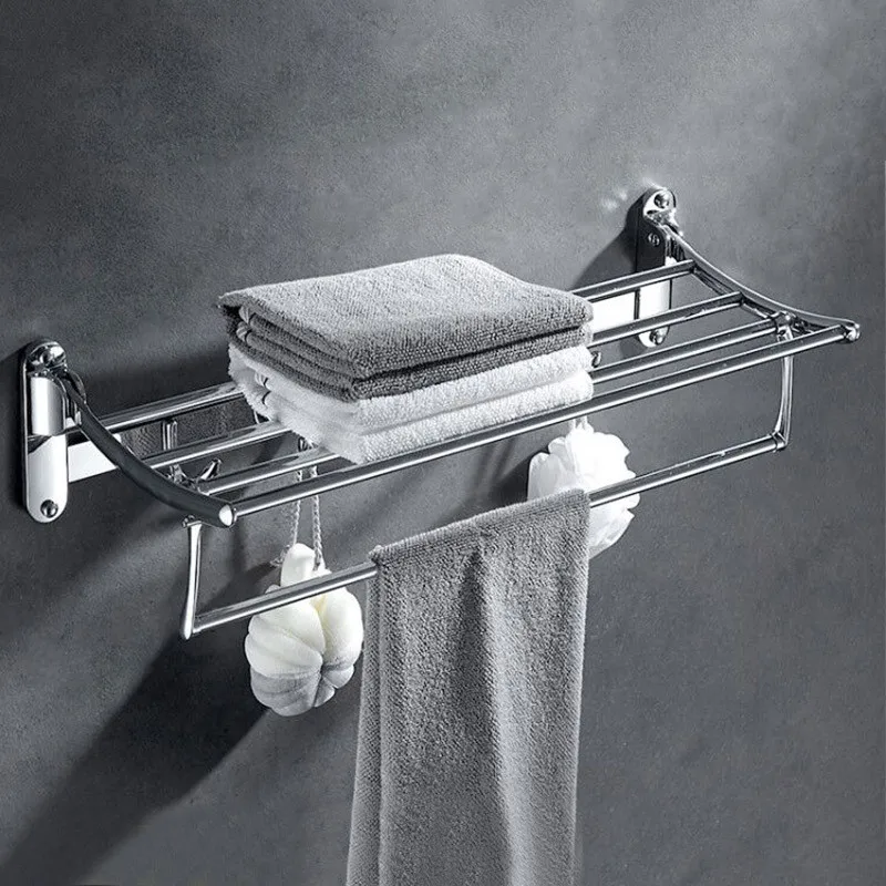 Bathroom Towel Rack Brass 60 cm Folding Gold Holder Foldable Black Fixed Bath Shelves Rail | Обустройство дома