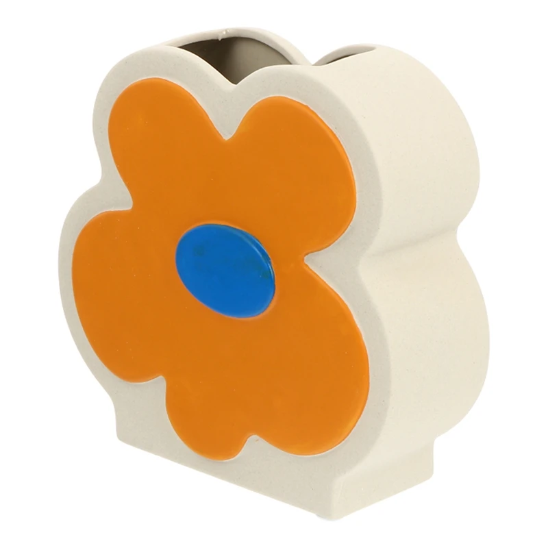 

Nordic Ceramics Vase Hand Drawn Flower Shape Vase Decoration Flower Arrangement Container Desktop Ornaments Home Decor