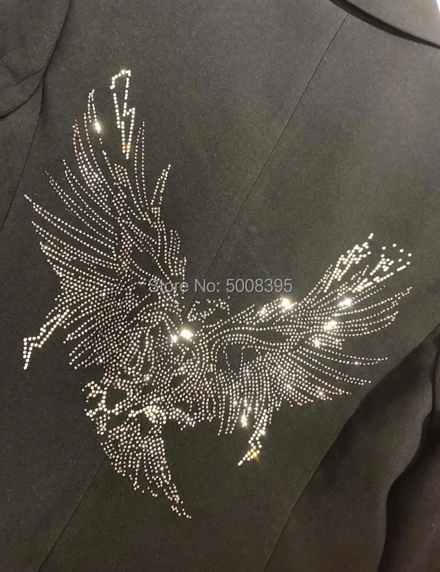 VIVA BIS EAGLES Блейзер сзади с украшенным стразами орел мотив фольга штамповки Модный черный костюм с одной пуговицей