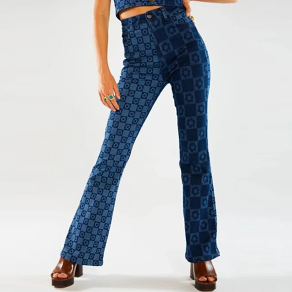 

Button Fly Women's Raw Hem Flare Jeans Autumn Fashion Woman Denim Pants Jean Femme High Waist Full Length Slim Jeans