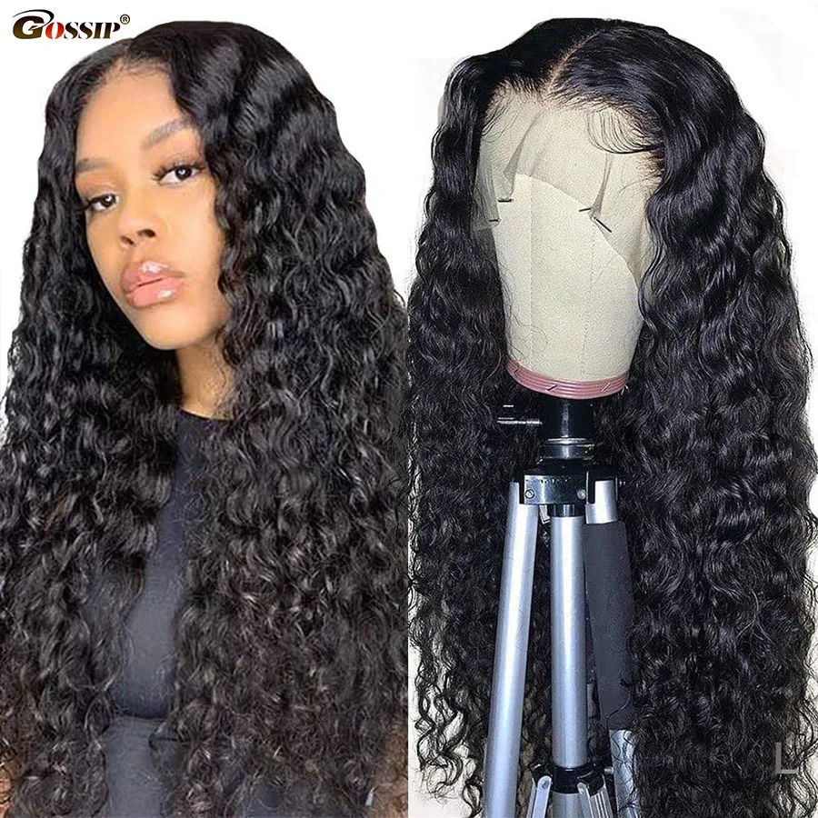 

Cheap Water Wave Wig Transparent Human Hair Lace Wigs For Black Women Glueless 13x1 T Part Lace Wig Curly Human Hair Wig Remy