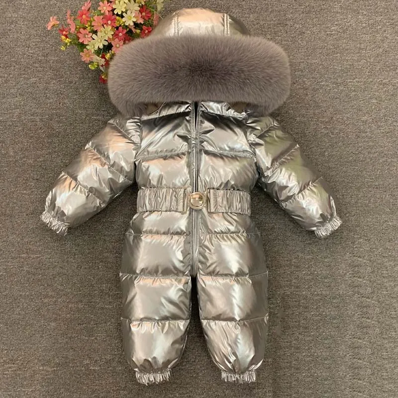 Baby Clothing Outfit Russian Winter Baby Boy Girl Rompers Thick Costume Girls Snowsuit Real Fur Hooded Jumpsuit Kids Outerwear