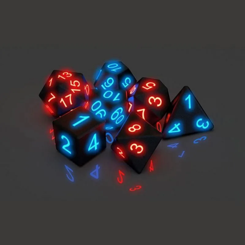 

7Pcs/Set D4 D6 D8 D10 D12 D20 Polyhedral Dices Night Light Cubes Fun Bar KTV Entertainment Luminous Game Dices Drinking Tool