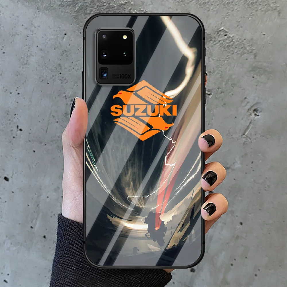 

SUZUKIS car Phone Tempered Glass Case Cover For Samsung Galaxy S Note 5 6 9 10 10E 20 21 FE Plus Uitra Phone case Painting