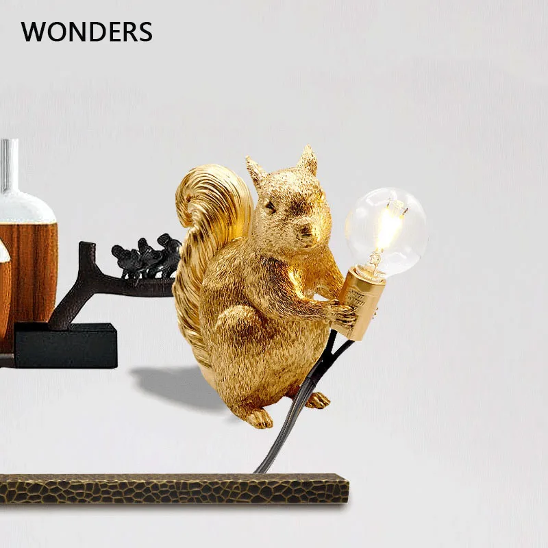 

Современная светодиодсветодиодный настольная лампа, креативный светильник в виде Белочки, для спальни, кабинета, простой комнатный декор, ...