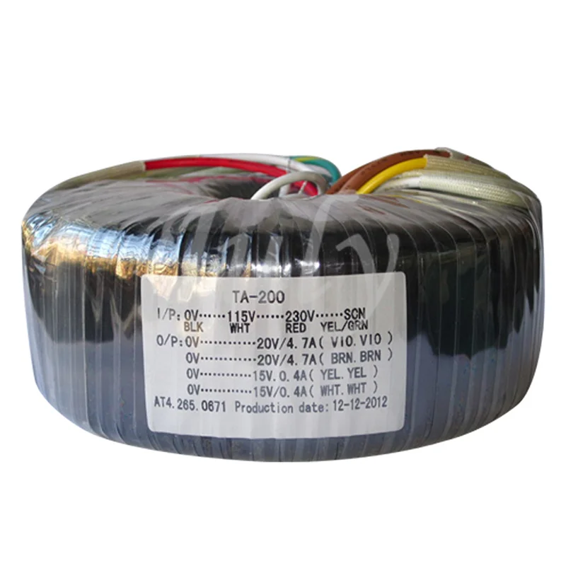 Тороидальный трансформатор 200 Вт dual 20V + двойной 15V кольцо высокого качества