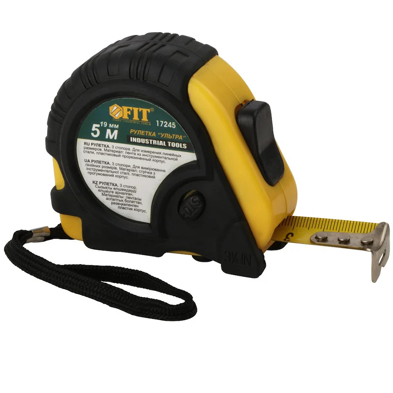 Рулетка прорезиненный корпус тройной стопор &quotУльтра&quot 5 м x 19 мм FIT 17245 |