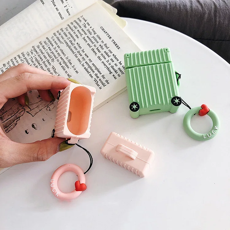Чехол для AirPods модный милый чехол чемодана сумка беспроводных наушников Apple Airpods 2