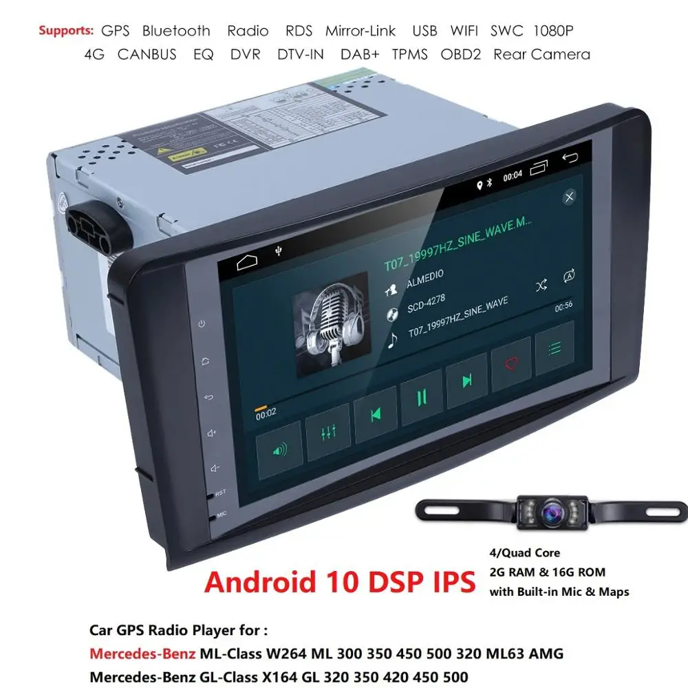 9 дюймов 1024*600 четырехъядерный Android 10 автомобильный NODVD GPS для Mercedes Benz ML W164/GL X164 ML350