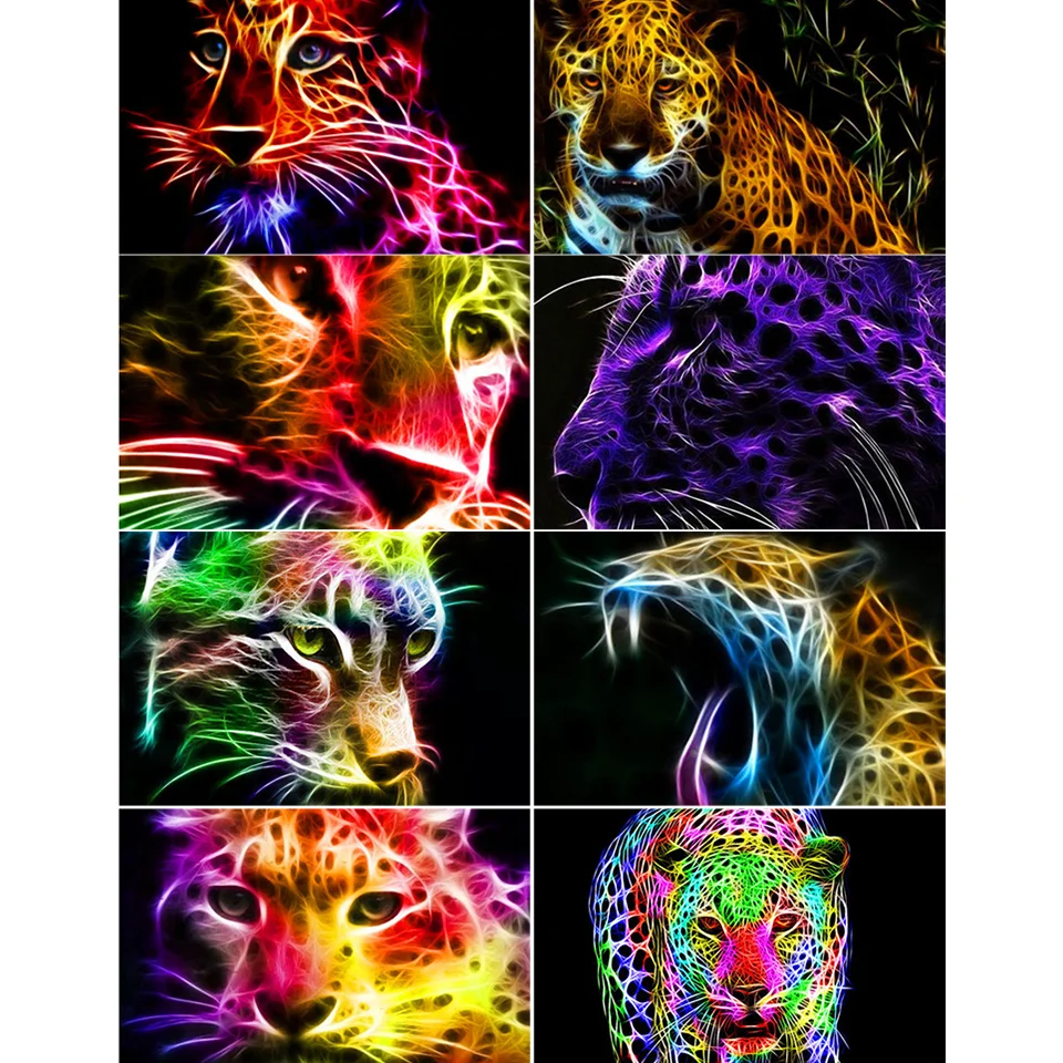 

Алмазная 5D картина «сделай сам», Набор для вышивки крестиком с изображением леопарда, Льва, мозаика для домашнего декора
