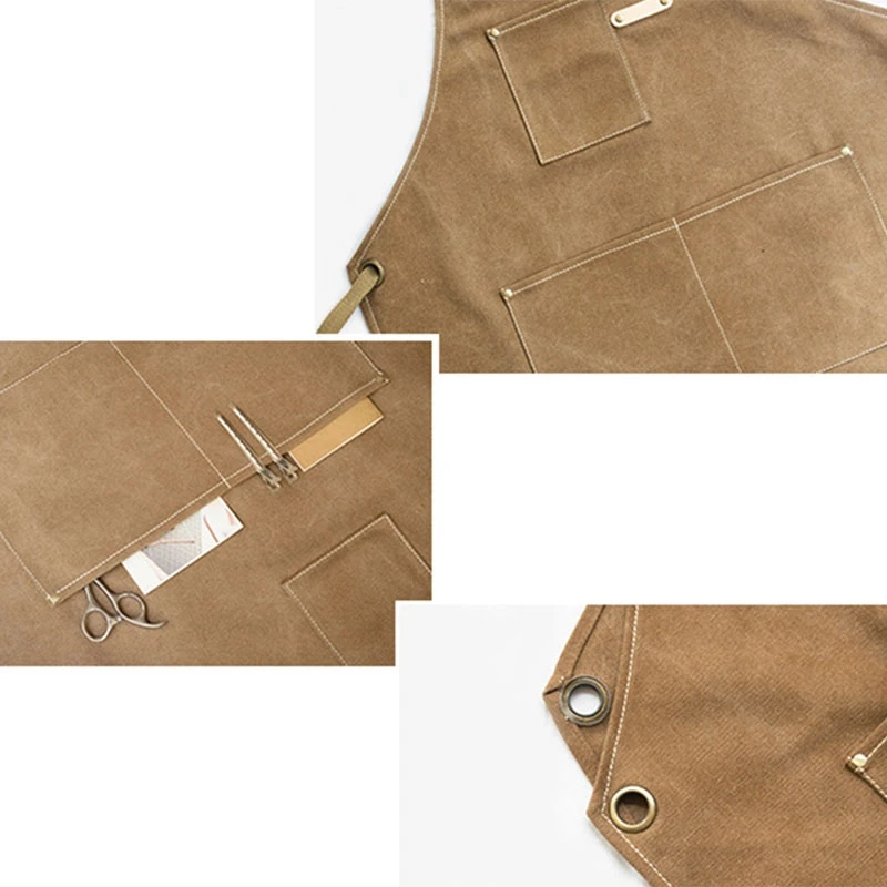 

Barber Canvas Cook Apron Barista Bartender Chef Hairdressing Apron Catering Uniform Work Wear Anti-Dirty Overalls