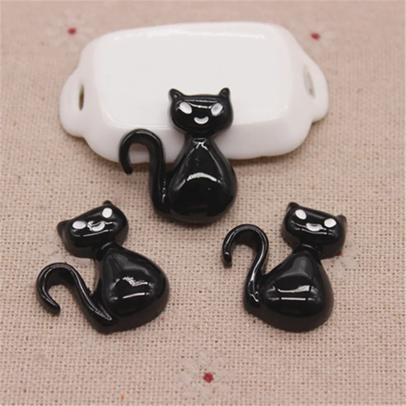 10pcs Resin Halloween Black/White Cat Flatback Cabochon Miniature Art Supply Decoration Charm Craft 23*27mm | Дом и сад
