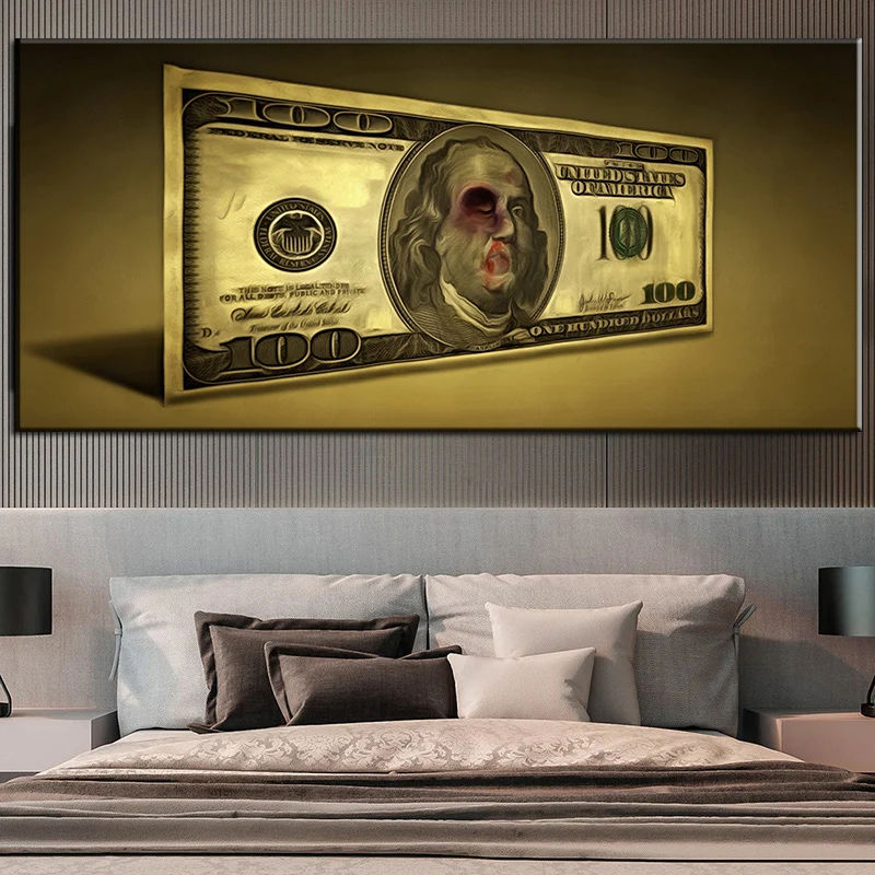 

Creative Art Dollar Painting Motivational Canvas Print Wall Street Graffiti Oil Painting 100 Dollar Picture Office Decor Posters