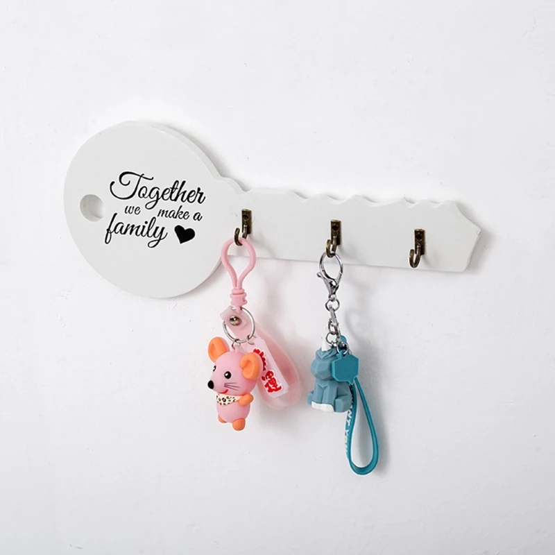 

X7AB Retro Practical Key Shape Rack Hook Home Entrance Key Holder Pegs Multifunction Sundries Storage Hanging Shelf Home