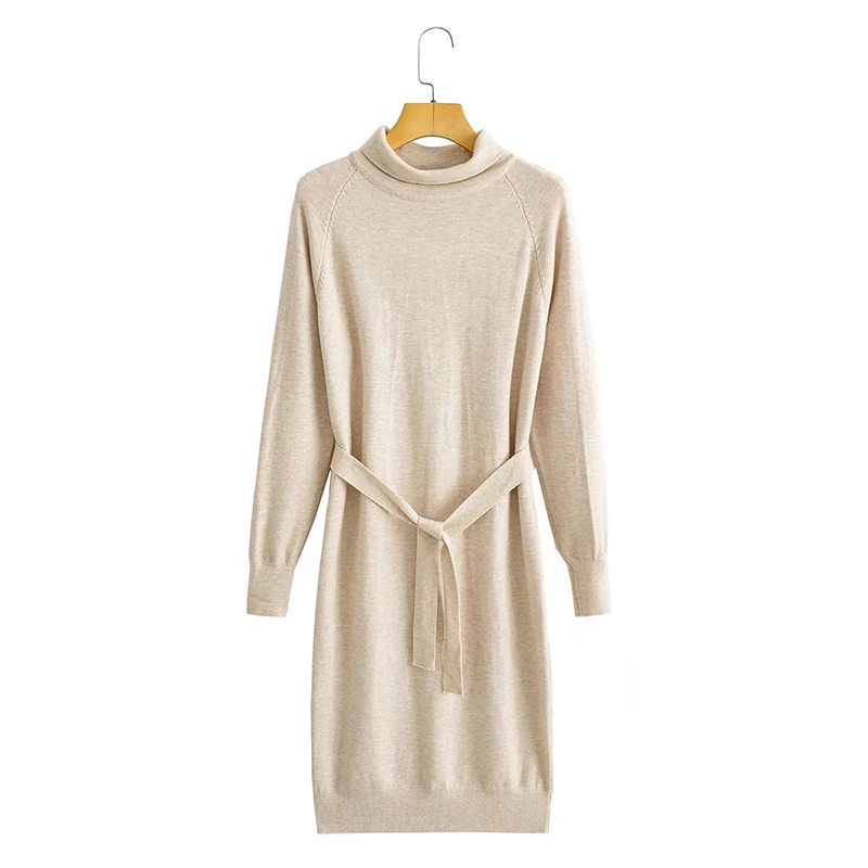 

Женское Трикотажное Платье До Колена Uniera 2021 Za, модная юбка-свитер средней длины с высоким воротником