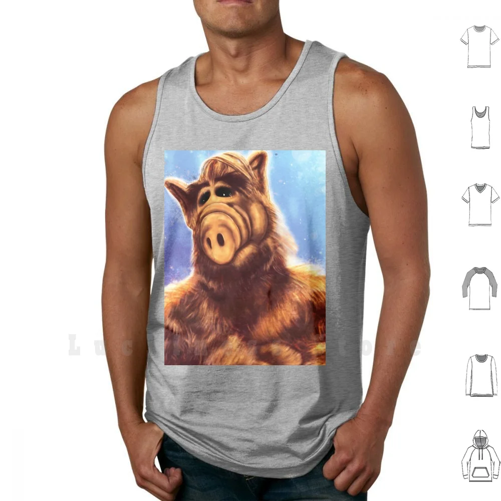 

Alf майки Жилеты 100% хлопок Tv Show Alf 80x Fanart Illustation 80s Classic Sitcom
