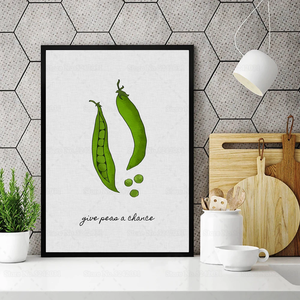 Подарите гороху шанс немного свежей картины на холсте милый горошек зеленая тема