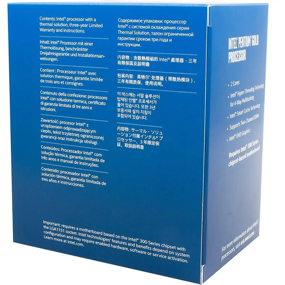 Intel Pentium Gold G5400 настольный процессор 2 ядра 3 7 ГГц LGA1151 300 серия 54 Вт/58 Вт BX80684G5400 |
