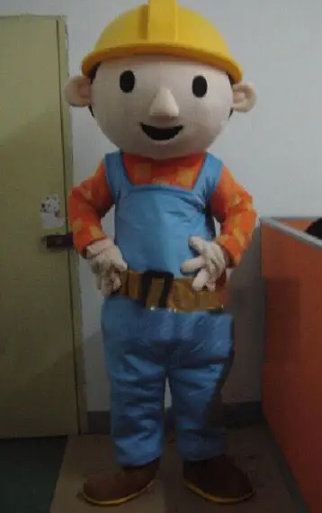 

Bob The Builder Adult Fancy Dress Mascot Costume Cartoon Appearl Halloween Birthday Cosplay