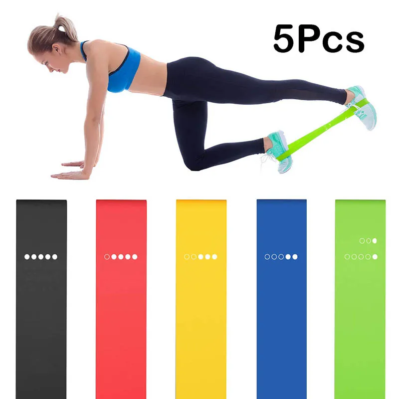 

5PCS/Set Fitness Equipment Rubber Yoga Resistance Bands Stretching Loop Exercise Body Pilates Strength Training