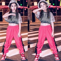 kids street dance outfit korean top pants jazz suit children hiphop red pants street dance clothes girls hip hop costumes dress