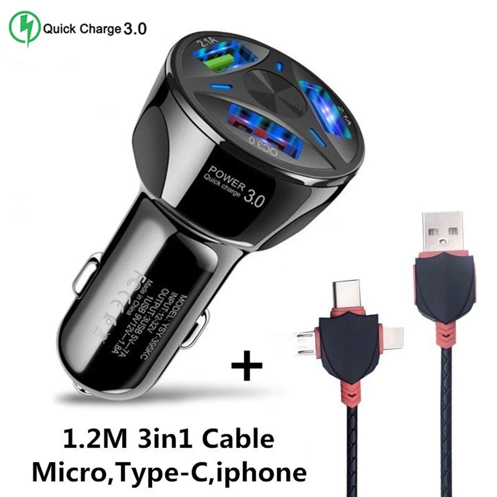 Хорошая 3.1A 2 3 порта USB Автомобильное Зарядное устройство быстрой зарядки 3,0 телефона автомобиля-Зарядное устройство адаптер для samsung Xiaomi iphone Автомобильный держатель для телефона на зарядный кабель