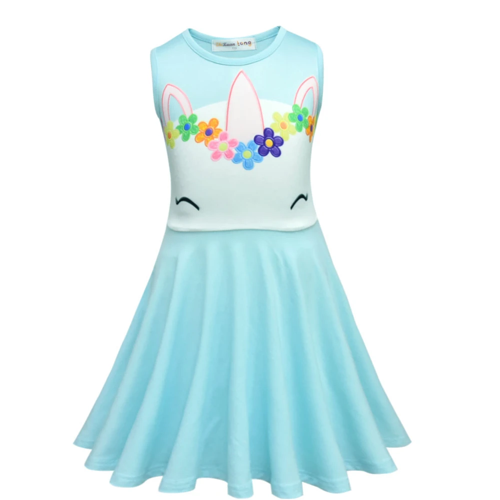 Детское платье с единорогом и цветочным принтом для девочек рождественской