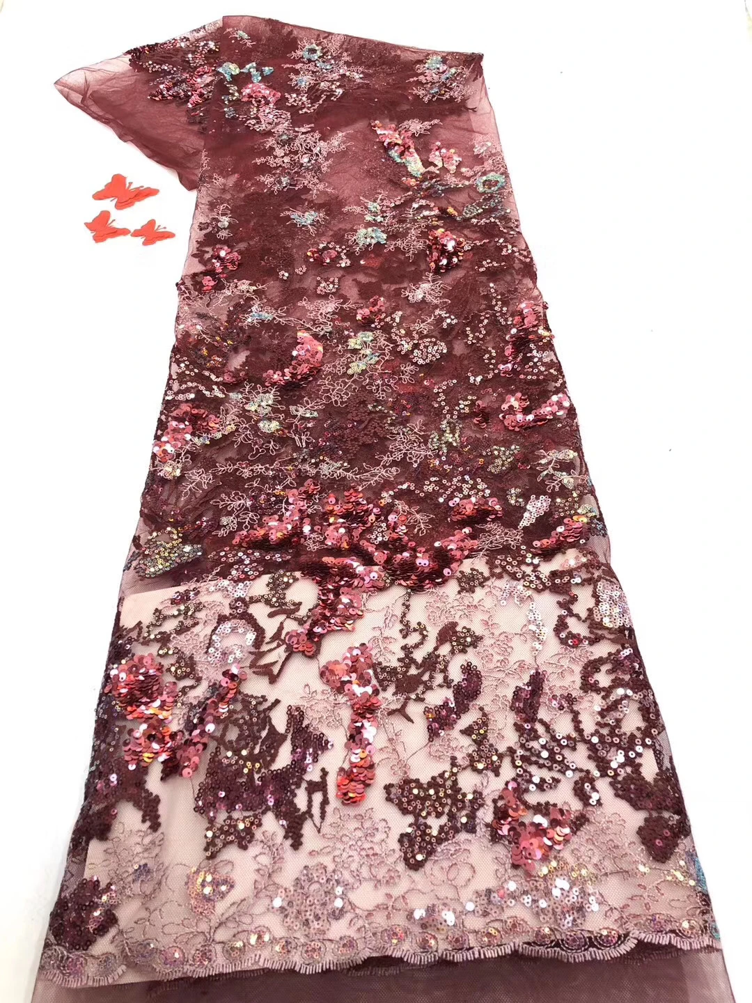 

French sequin lace fabric African lace fabric 2020 high quality lace fabric, suitable for Nigerian evening dress D3755