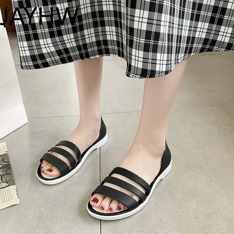 

JAYHW Ladies Summer Flat Sandals 2022 Open Toe Sandals Flip Flops Candy Color Casual Beach Ladies Jelly Shoes Zapatos De Mujer