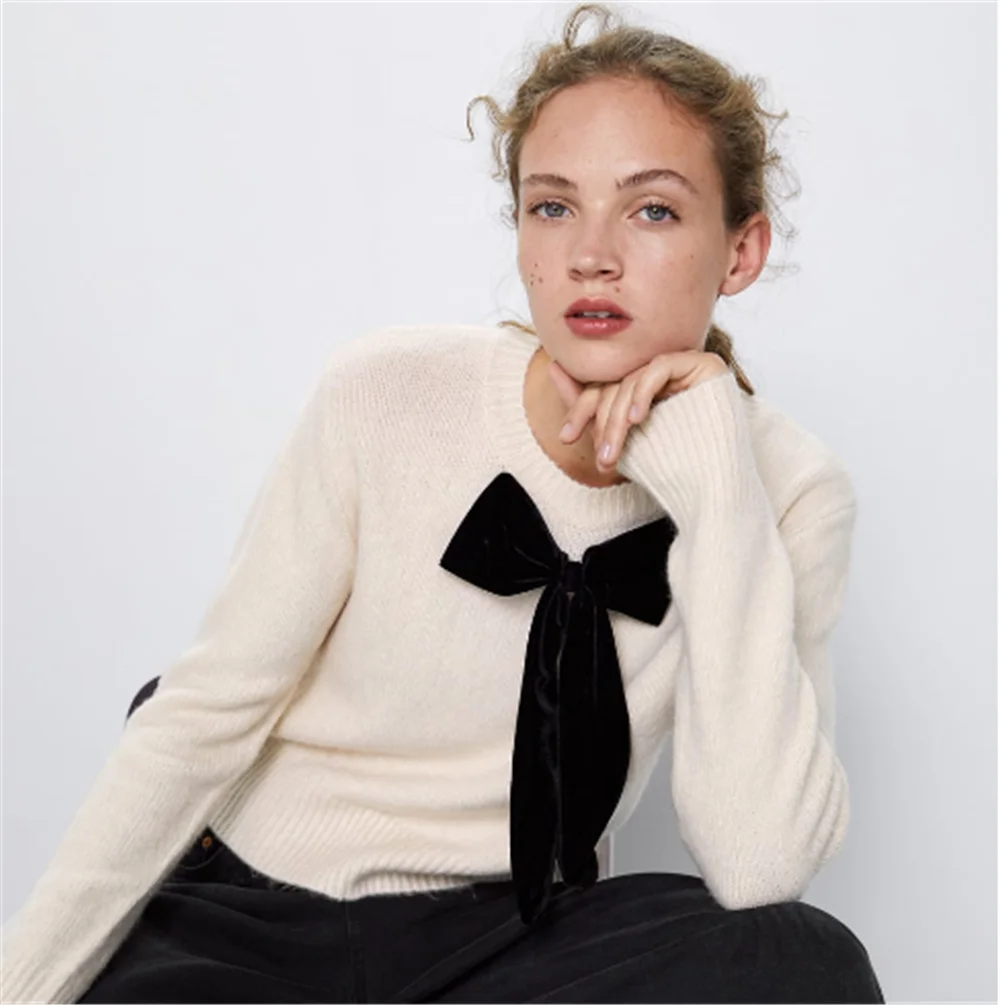 2019 ZA женский свитер модный новый осенний зимний Свободный вязаный богемный с