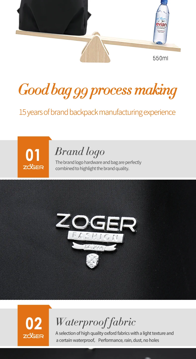 ZOGER Minimalistic casual lightweight backpack ultralow-weight new Oxford cloth versatile women's travel backpack