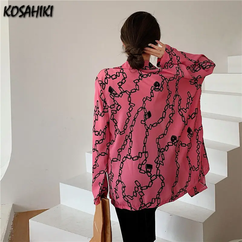 Женский Тонкий Блейзер с длинным рукавом принтом цепей | Женская одежда