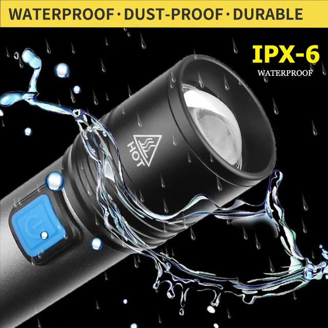 Яркий фонарик USB Перезаряжаемый водонепроницаемый фонарь T6 светодиодный