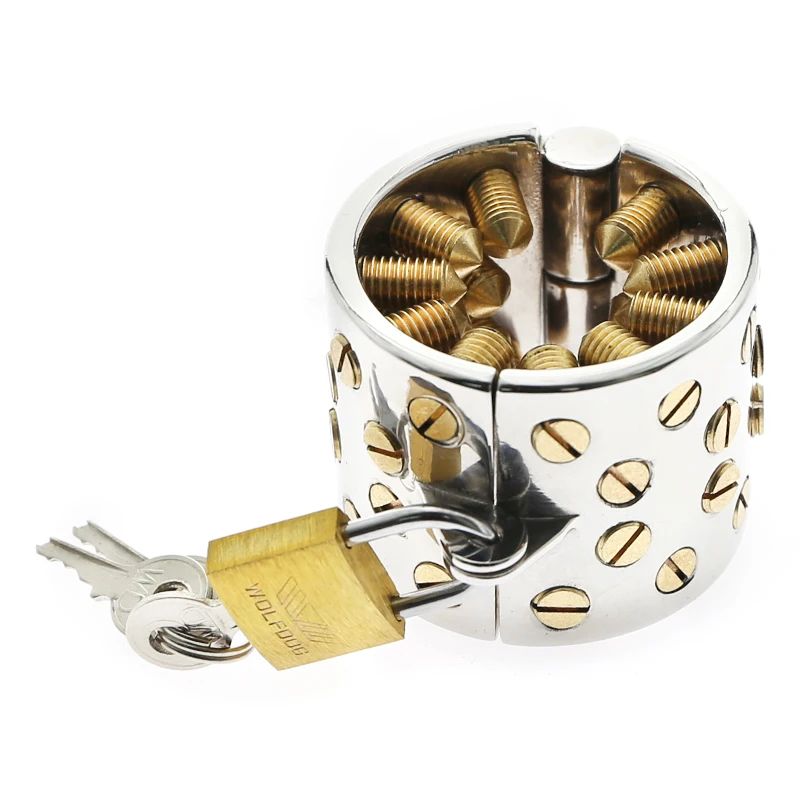 4 ряда 16 мм золотые шипы устройство целомудрия кольцо на пенис замок для мужчин