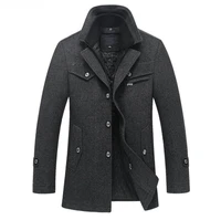 inventory clearance winter mens wool coat slim fit jackets mens casual warm outerwear jacket men pea coat middle long scarf