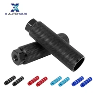 x autohaux 2 pcs aluminum alloy cylinder for bmx mtb bike bicycle axle rear foot pegs footrests black red blue bicycle pedal