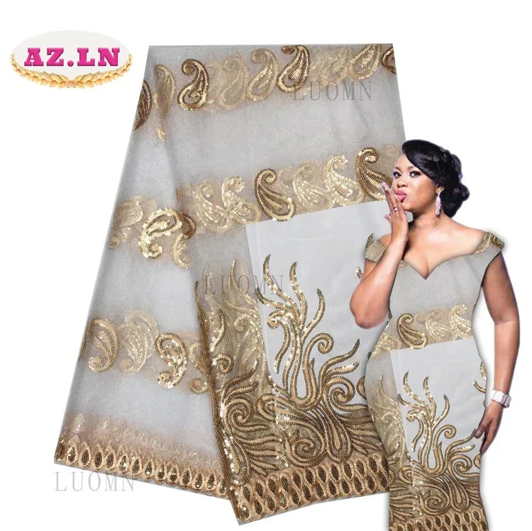 Африканская белая кружевная ткань высококачественный тюль Африканское