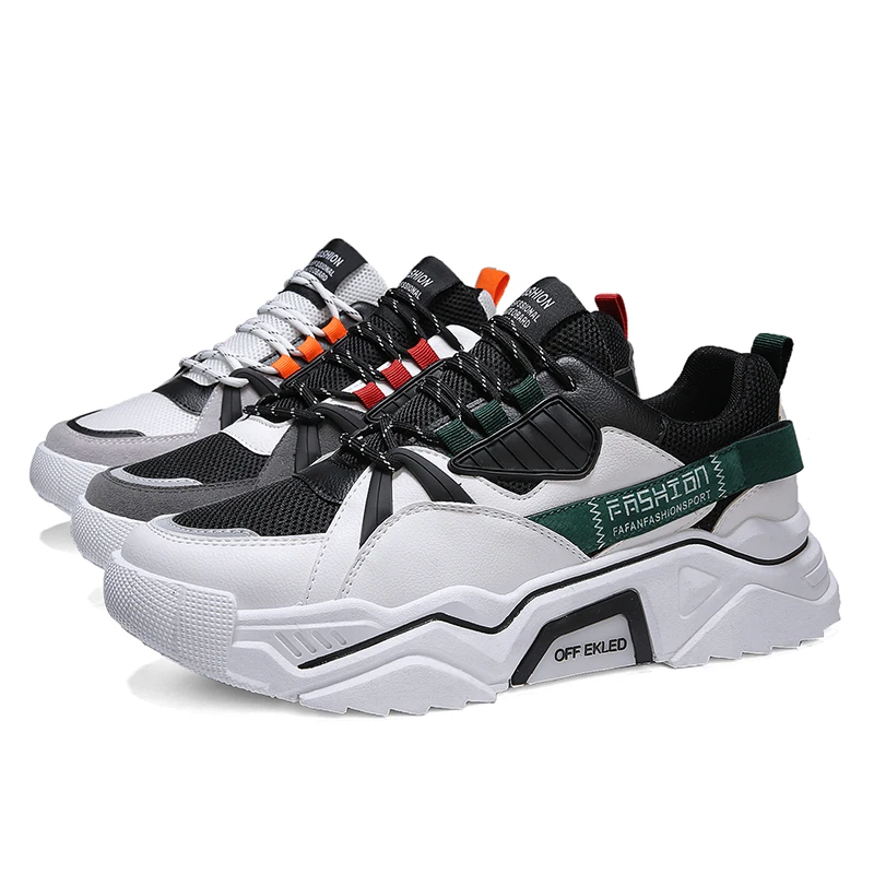 Мужские кроссовки уличная мода обувь для бега на толстой подошве Студенческая