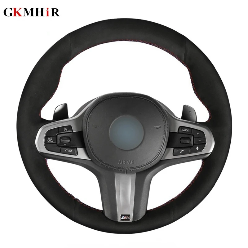 Сделай сам из мягкой черной замши кожаный чехол рулевого колеса автомобиля для BMW