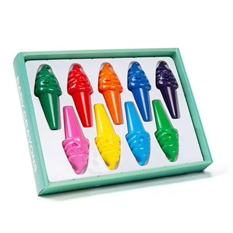 

9 Colors Ice Cream Shape Crayons Non Toxic Washable Painting Drawing Wax for Baby Kids Educational Art Supplies