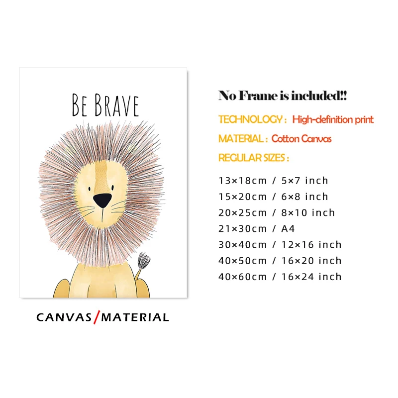 

Cartoon cute Animal posters nursery wall art decor Canvas prints Kids room decor for boys girls birthday decorations