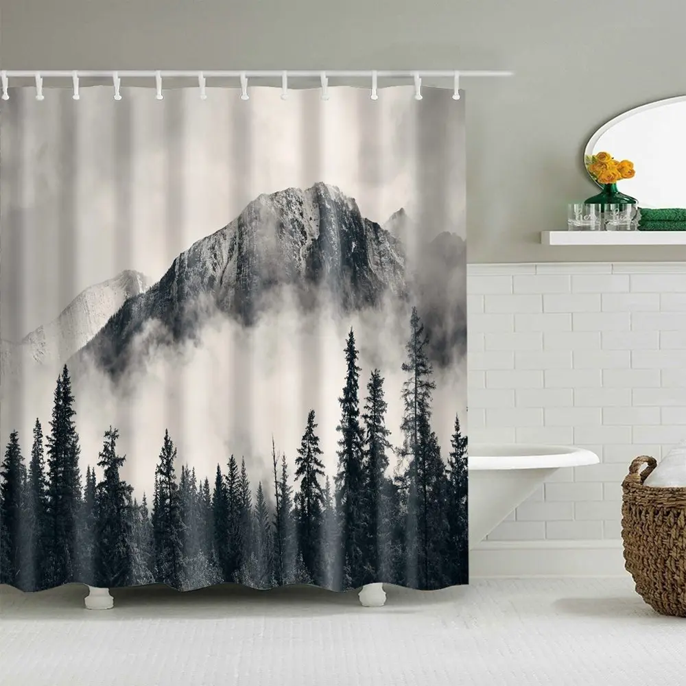 

Dafield Tropical Plants Shower Curtain Palm Trees Banana Leaves Mildew Resistant Polyester Fabric Bathroom Decoration With Hooks